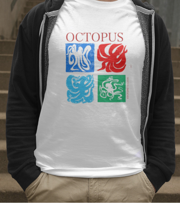 Octopus NewtonFaulkner Four Colored Abstract Squares T-Shirt