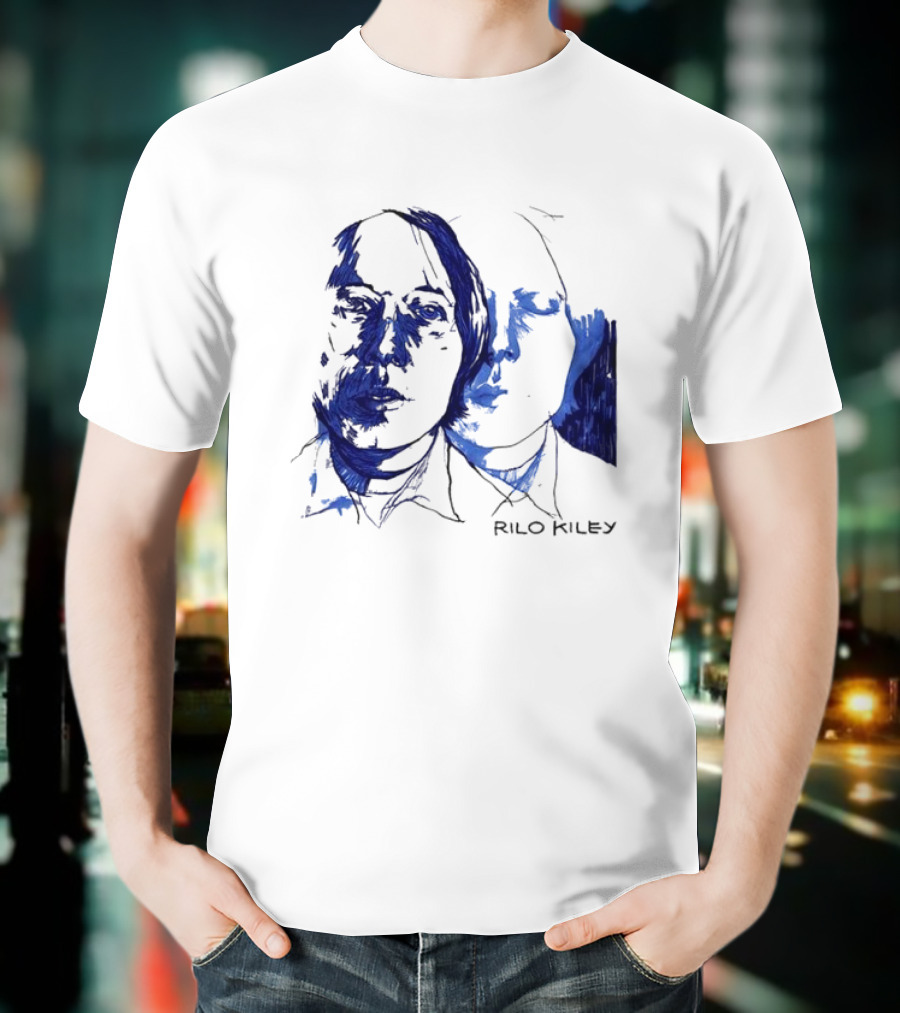 Rilo Kiley Execution Blue Sketch Faces T-Shirt
