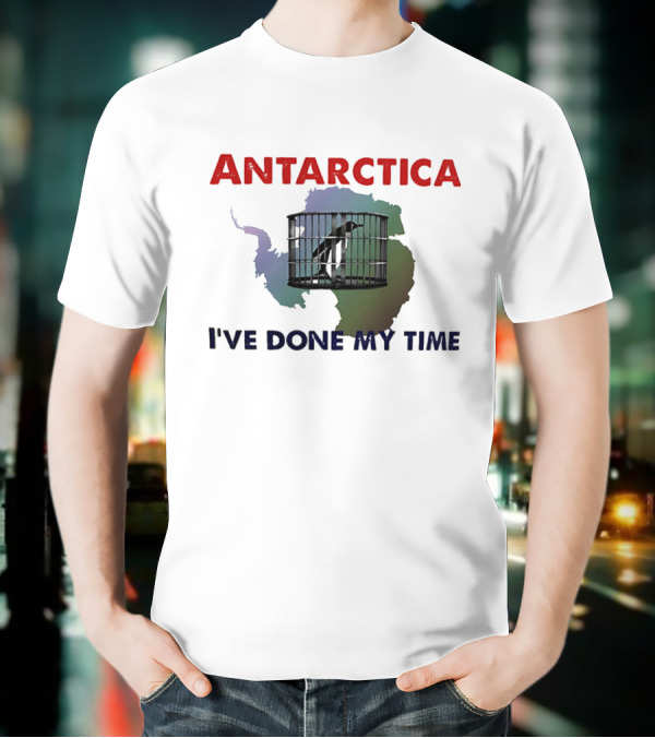 Antarctica I’ve Done My Time Penguin Jail Map T-Shirt