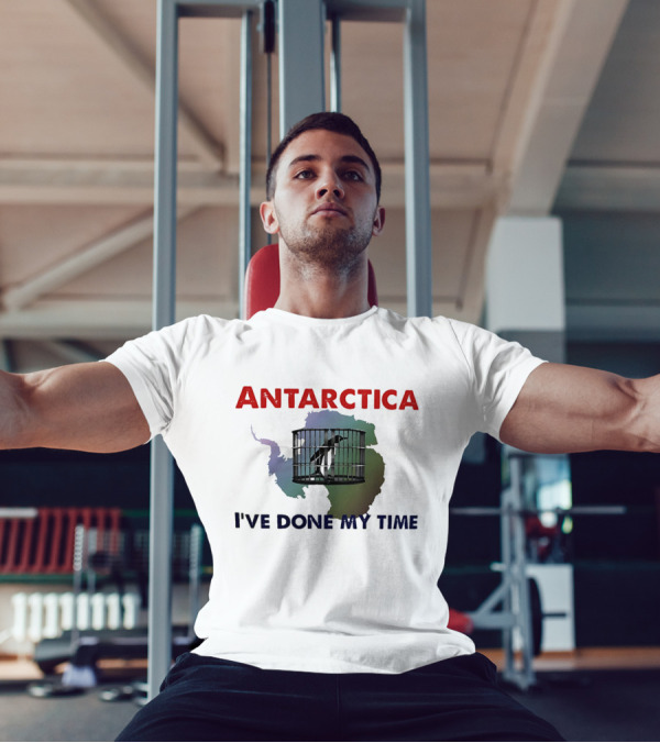 Antarctica I’ve Done My Time Penguin Jail Map T-Shirt