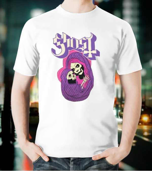 Rockabilia Ghost She Is The Light The Warmth The Power Without Her I Am Lost Hail Mom Skeletons Hugging T-Shirt