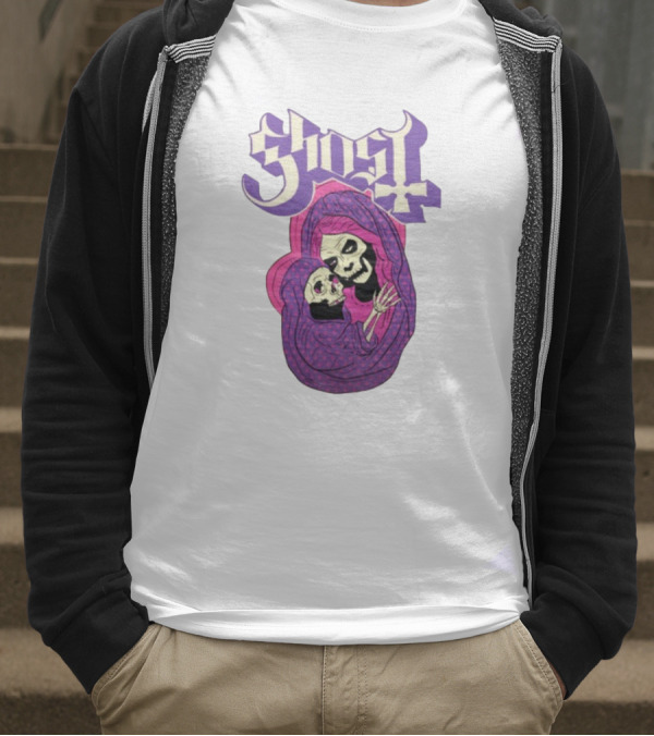 Rockabilia Ghost She Is The Light The Warmth The Power Without Her I Am Lost Hail Mom Skeletons Hugging T-Shirt