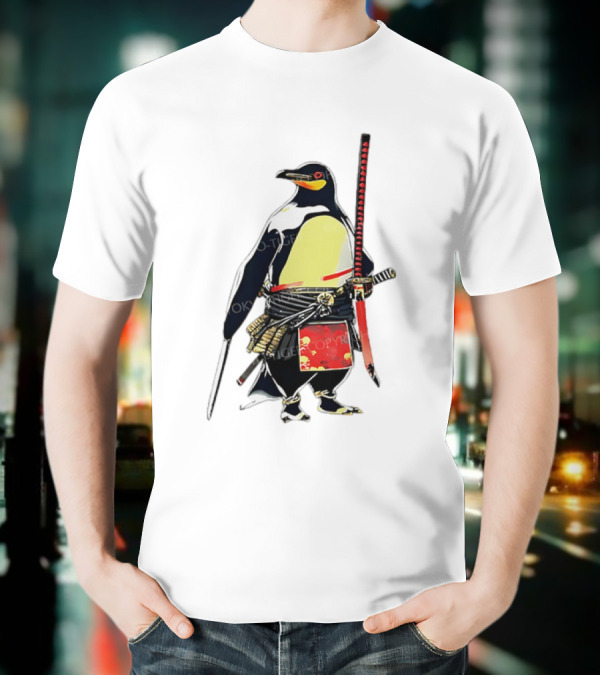 Samurai Penguin Katana Warrior With Traditional Armor T-Shirt