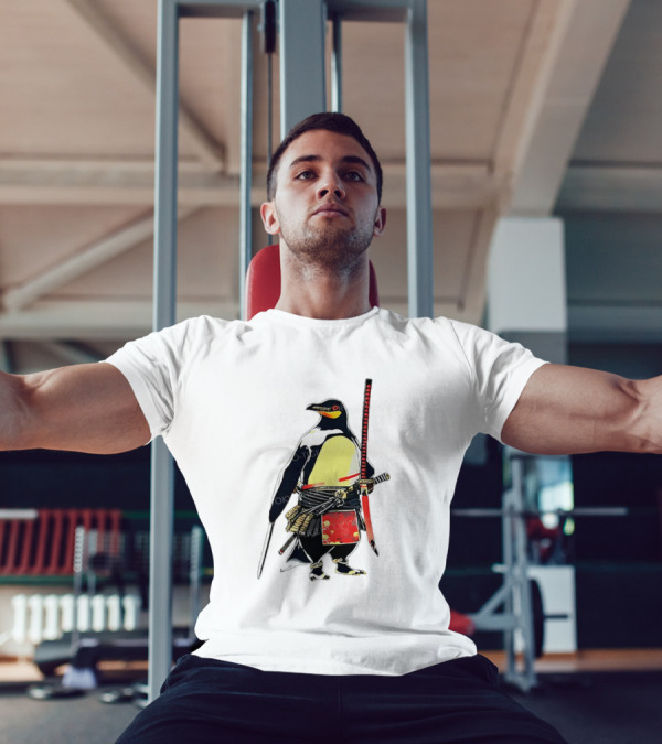 Samurai Penguin Katana Warrior With Traditional Armor T-Shirt