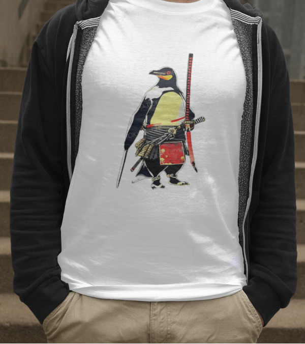 Samurai Penguin Katana Warrior With Traditional Armor T-Shirt