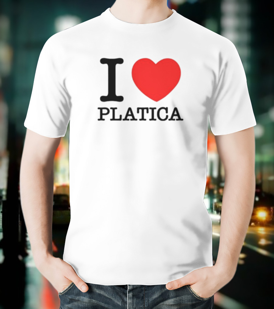 Sazonstudios I Heart Platica Bold Text Red Heart Design T-Shirt