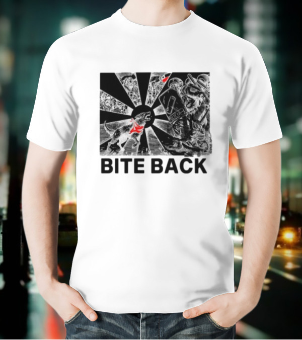 Punkwithacamera Bite Back Protest Artwork With Charging Dog And Riot Police T-Shirt