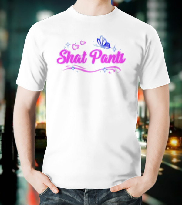 "Shat Pants Hearts And Butterfly Neon Graphic" T-Shirt