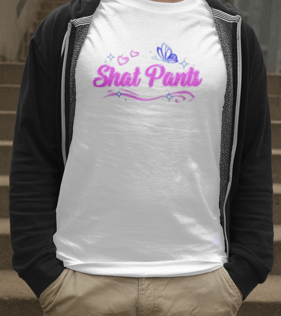 "Shat Pants Hearts And Butterfly Neon Graphic" T-Shirt