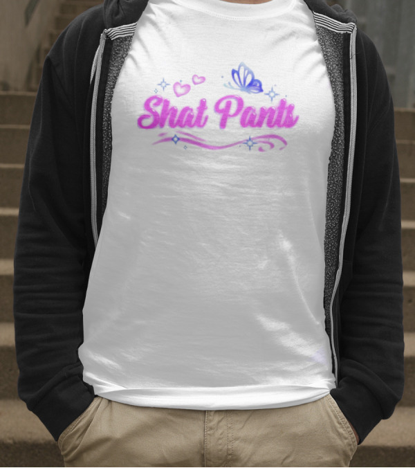 "Shat Pants Hearts And Butterfly Neon Graphic" T-Shirt