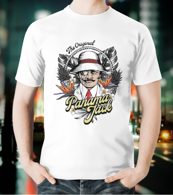 The Original Panama Jack Tropical Floral Mustache Hat T-Shirt