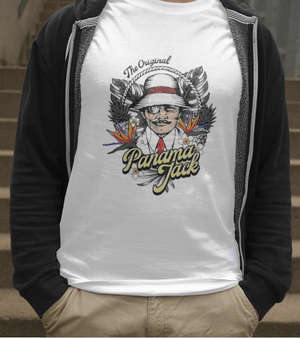 The Original Panama Jack Tropical Floral Mustache Hat T-Shirt