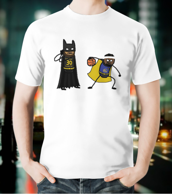 Batman Robin Stephen Curry Jimmy Butler Golden State Warriors Basketball Cartoon T-Shirt