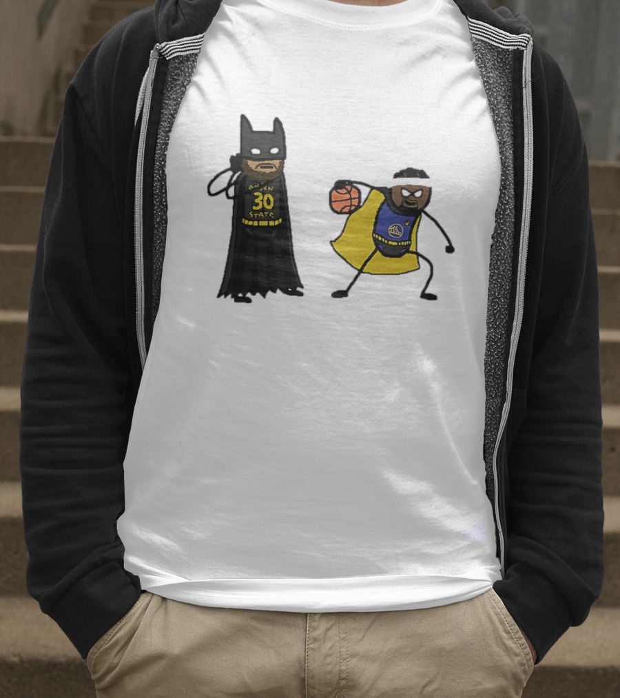 Batman Robin Stephen Curry Jimmy Butler Golden State Warriors Basketball Cartoon T-Shirt