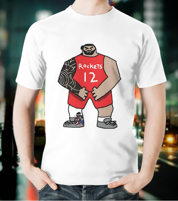 Houston Rockets Cartoon Figure No.12 Basketball Steven Adams T-Shirt