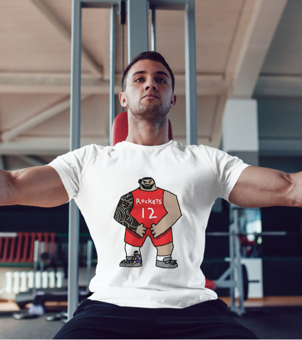 Houston Rockets Cartoon Figure No.12 Basketball Steven Adams T-Shirt