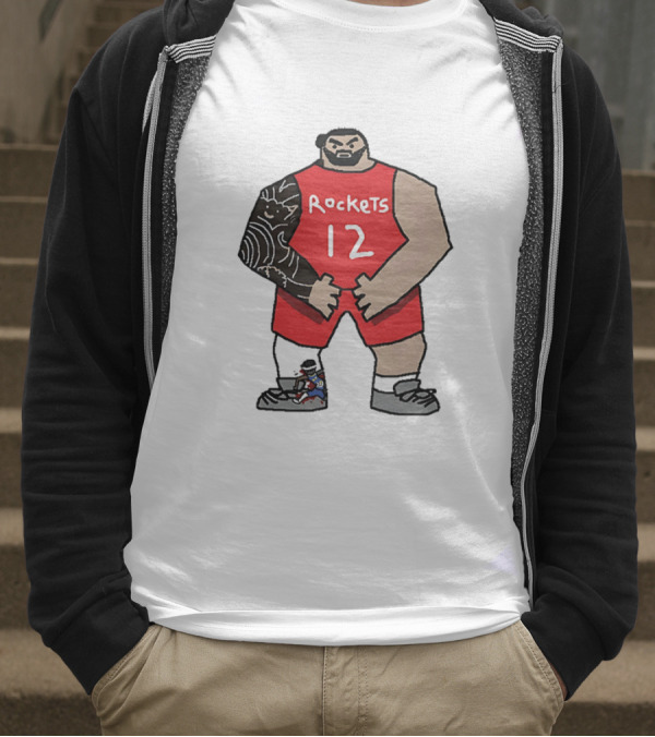 Houston Rockets Cartoon Figure No.12 Basketball Steven Adams T-Shirt