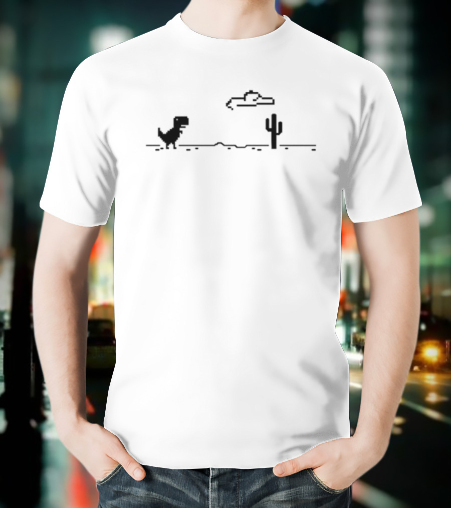 Upminaa Rex Dino Cactus Offline Dinosaur Pixel Art Pajamas T-Shirt