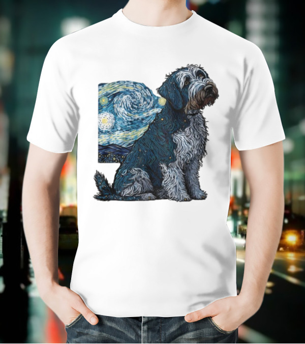 Van Gogh Starry Night Dog Painting Style T-Shirt