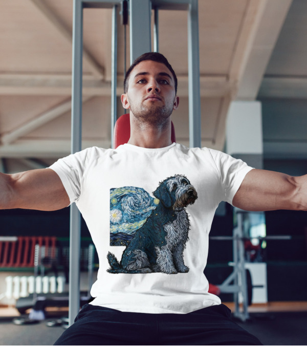 Van Gogh Starry Night Dog Painting Style T-Shirt