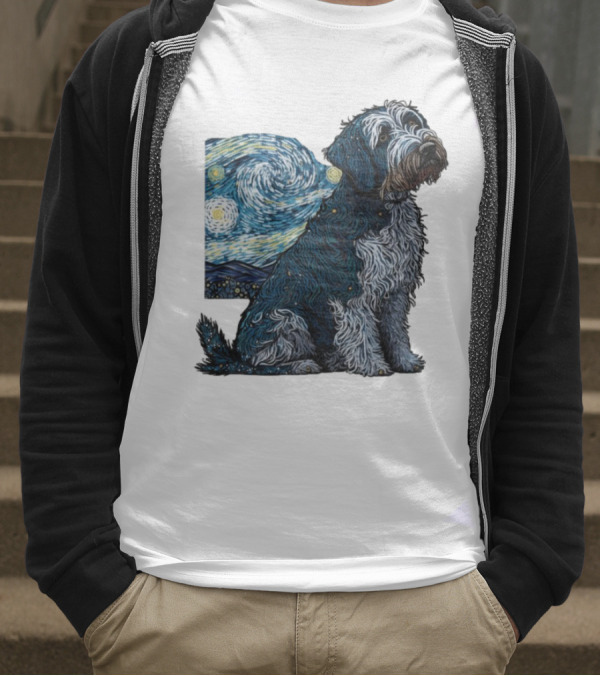 Van Gogh Starry Night Dog Painting Style T-Shirt