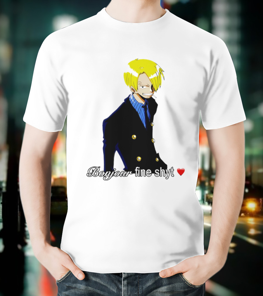 Vinsmoke Sanji Bonjour Fine Shyt Cartoon Character Heart Icon T-Shirt