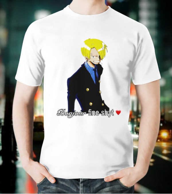 Vinsmoke Sanji Bonjour Fine Shyt Cartoon Character Heart Icon T-Shirt