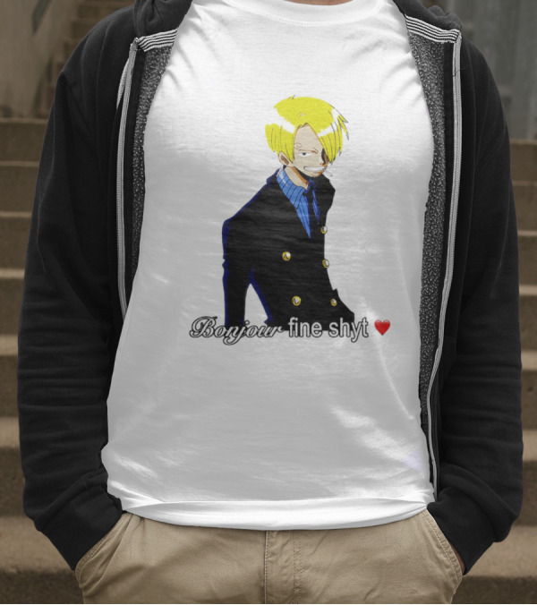 Vinsmoke Sanji Bonjour Fine Shyt Cartoon Character Heart Icon T-Shirt