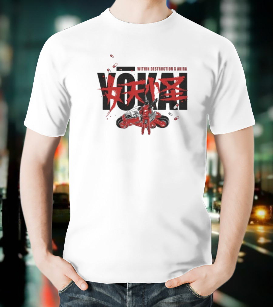 Within Destruction Akira Yokai Kanji And Motorcycle Scene T-Shirt