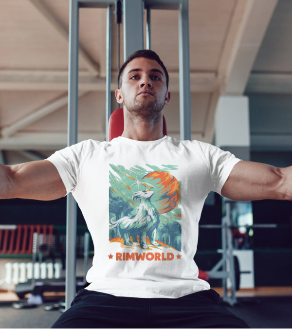 RimWorld Wisest Creature Celestial Spirit Wolf Planetary Backdrop T-Shirt