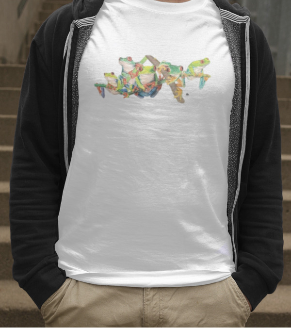 Tree Frogs Colorful Vibrant Multicolored Frogs T-Shirt