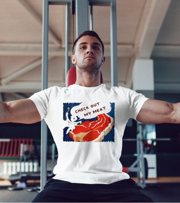 Vintage Check Out My Meat Steak Illustration T-Shirt