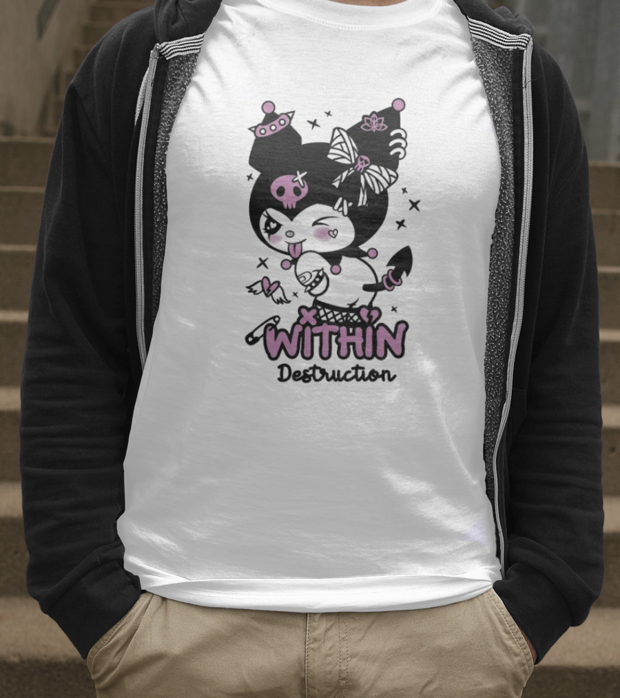 Within Destruction Devil Kitty Kuromi Skull And Bow Elements T-Shirt