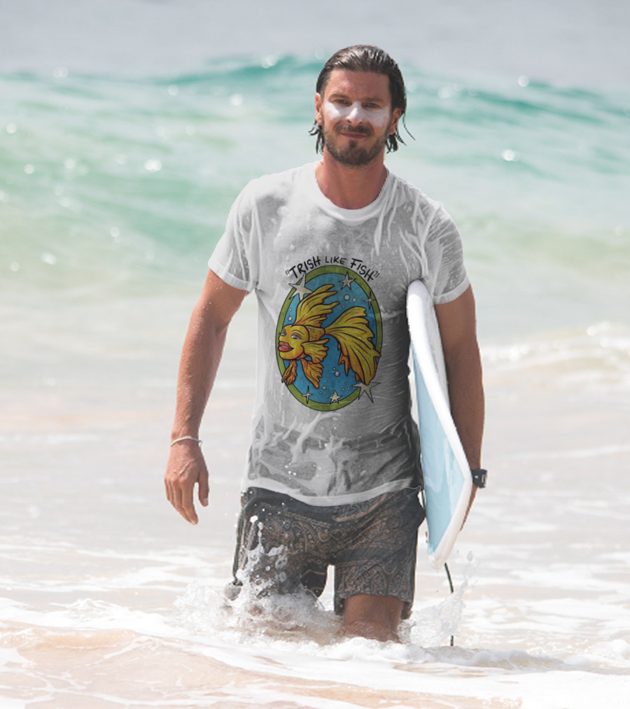 Trish Like Fish Goldfish With Stars And Bubbles T-Shirt