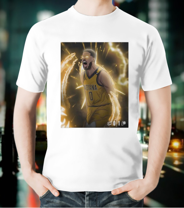 Tyrese Haliburton Indiana Pacers Game 1 Cavaliers Showdown NBA Artwork T-Shirt