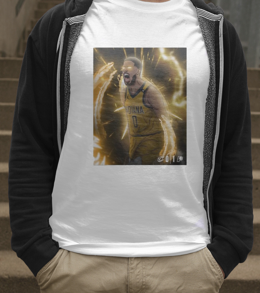 Tyrese Haliburton Indiana Pacers Game 1 Cavaliers Showdown NBA Artwork T-Shirt