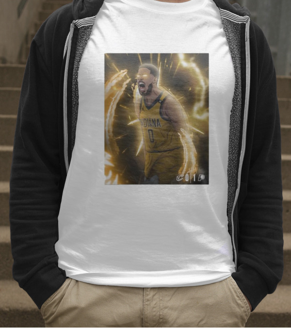 Tyrese Haliburton Indiana Pacers Game 1 Cavaliers Showdown NBA Artwork T-Shirt