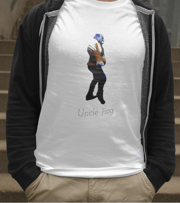 Uncle Frog Vibrant Blue And Orange Silhouette T-Shirt