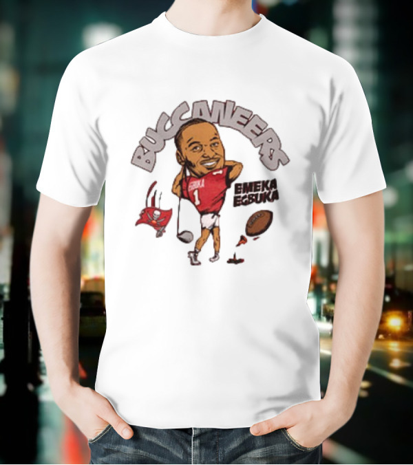 Tampa Bay Buccaneers Emeka Egbuka Football Cartoon Character Sports Fan Art T-Shirt