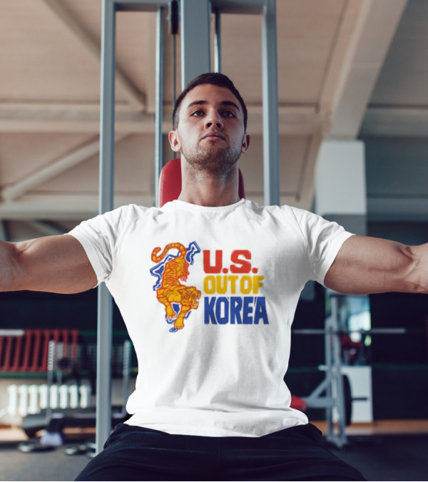 U.S. Out Of Korea Tiger Graphic Retro Style T-Shirt
