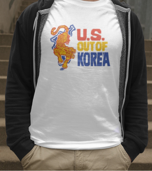 U.S. Out Of Korea Tiger Graphic Retro Style T-Shirt