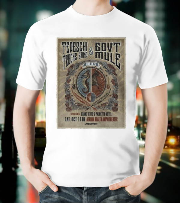 Tedeschi Trucks Band & Gov’t Mule Live In 25 Macon Georgia October 11 Atrium Health Amphitheater Special Guest Jiane Betts & Palmetto Motel T-Shirt