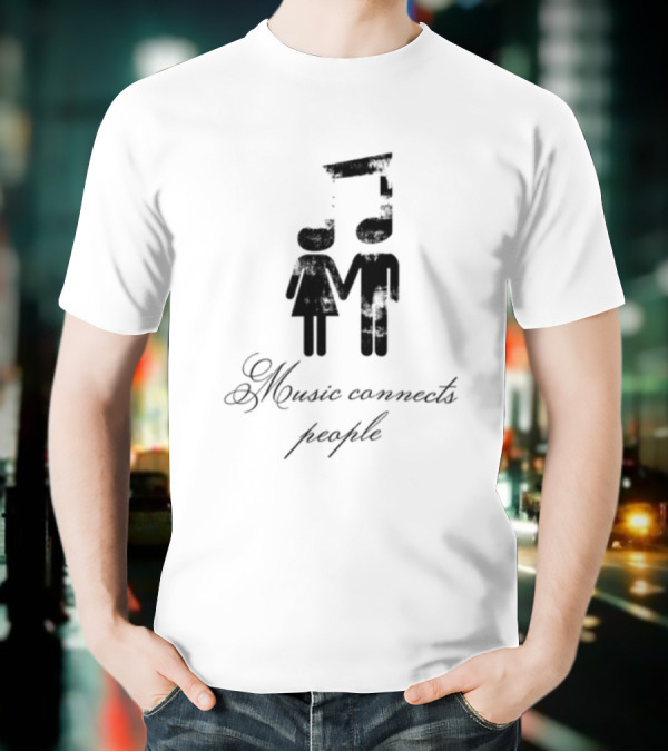 Slechthart Music Connects People Robot And Teddy Bear Illustration T-Shirt