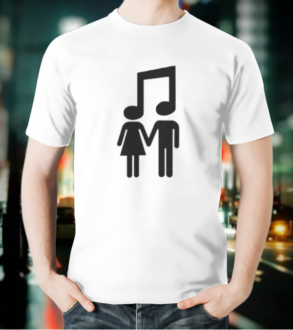 Slechthart Couple Holding Hands Music Note Head Symbols T-Shirt