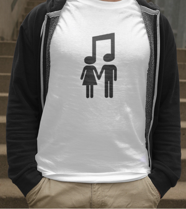 Slechthart Couple Holding Hands Music Note Head Symbols T-Shirt
