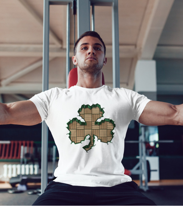 Smashed Shamrock Parquet Hardwood Basketball Court Pattern T-Shirt
