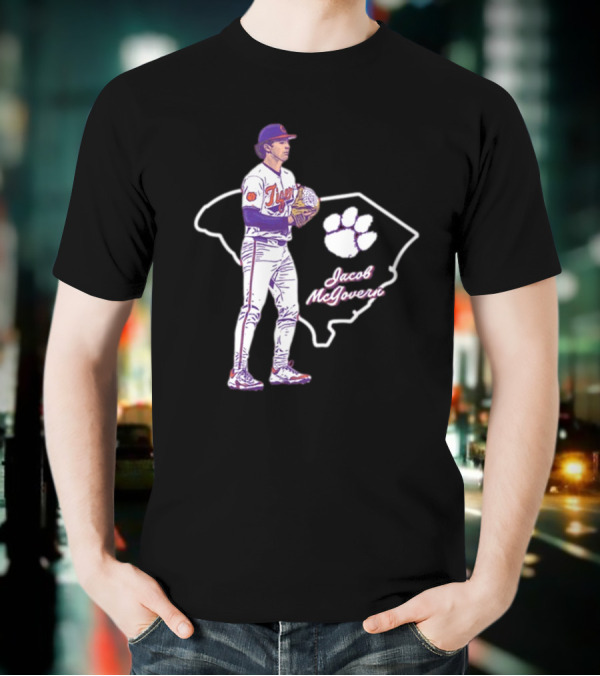 Jacob McGovern Clemson Tigers Baseball Hometown Hero NCAA 2025 South Carolina Outline Paw T-Shirt