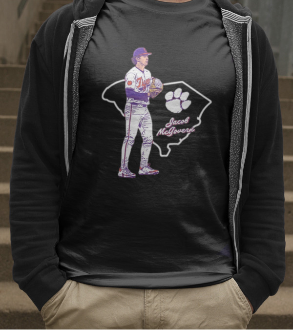 Jacob McGovern Clemson Tigers Baseball Hometown Hero NCAA 2025 South Carolina Outline Paw T-Shirt