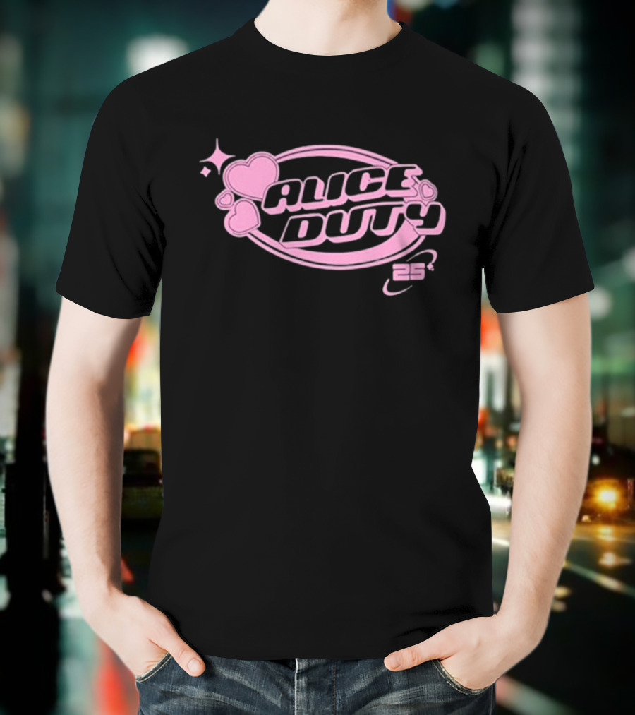 Alice Duty 25 Hearts And Stars Pink Emblem T-Shirt