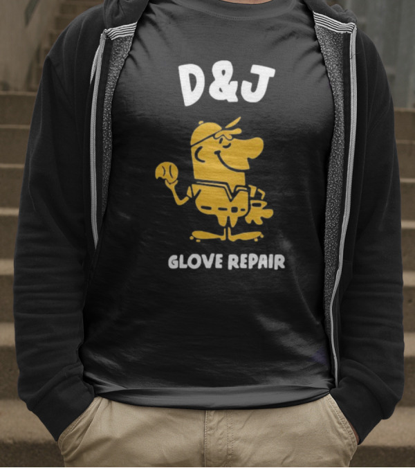 D&J Glove Repair Baseball Character With Cap And Ball T-Shirt